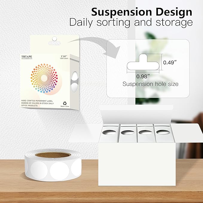 White 1 Inch Round Color Coding Labels - Image 4