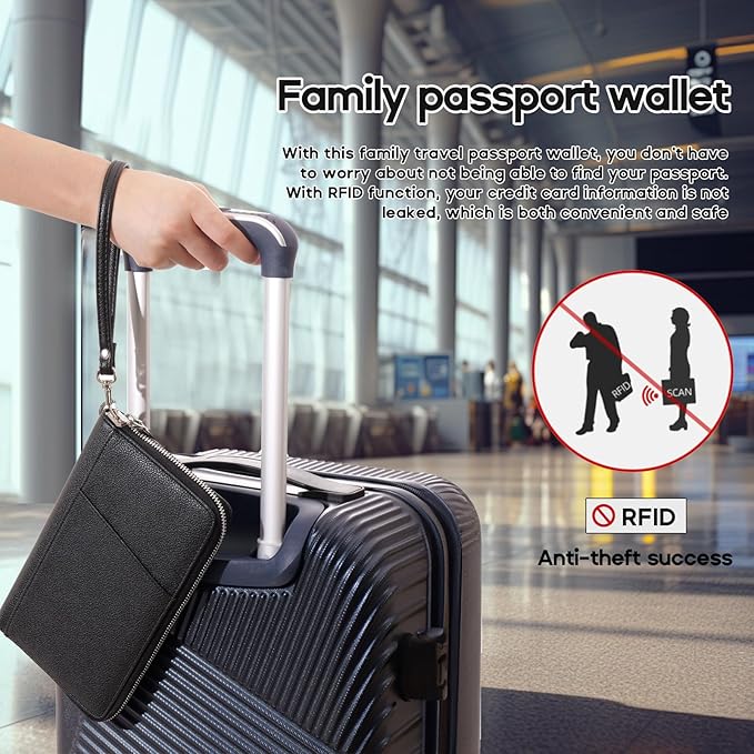 RFID Blocking Family Passport Holder Wallet 6, Premium Leather Travel Document - Image 6