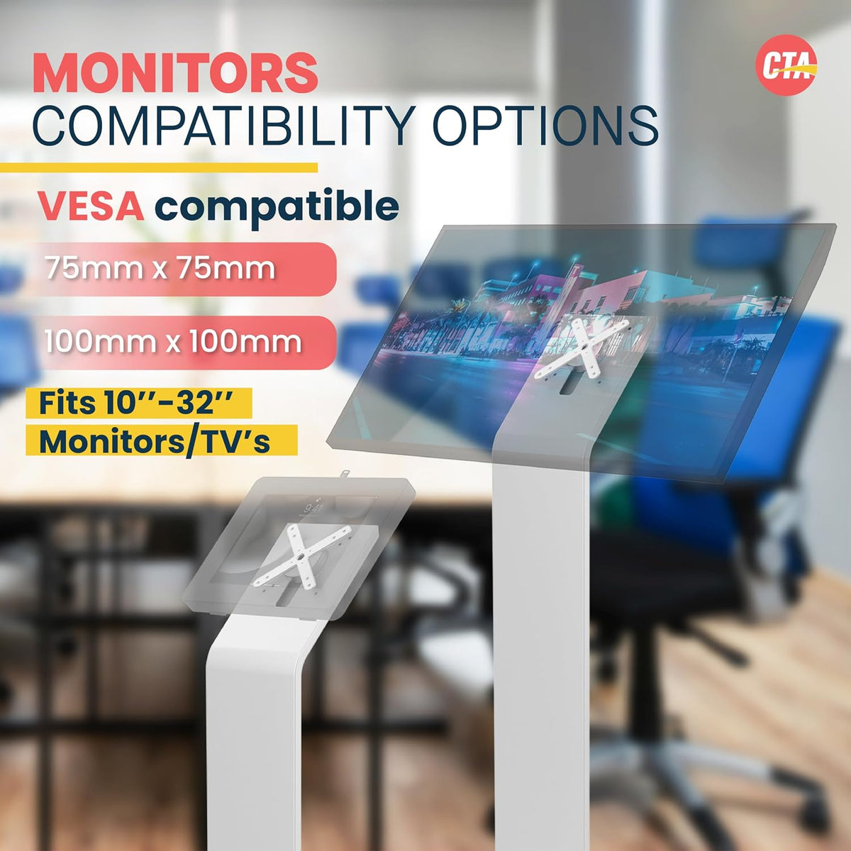 Floor Stand Kiosk - CTA Heavy-Duty VESA Compatible Floor Stand with Interior ...