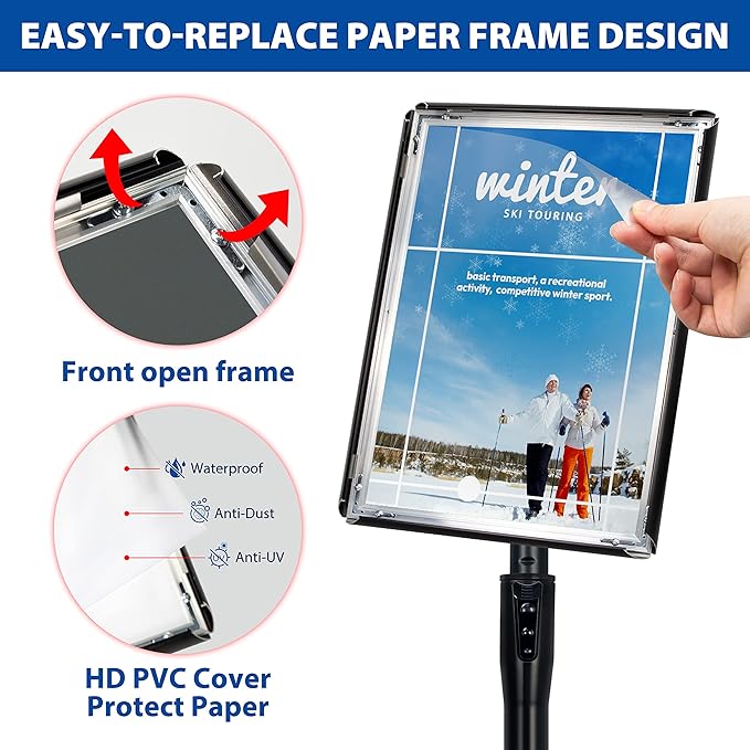 VAIIGO 6Packs 8.5x11 Inch Adjustable Pedestal Poster Sign Stand, Heavy Duty - Image 5