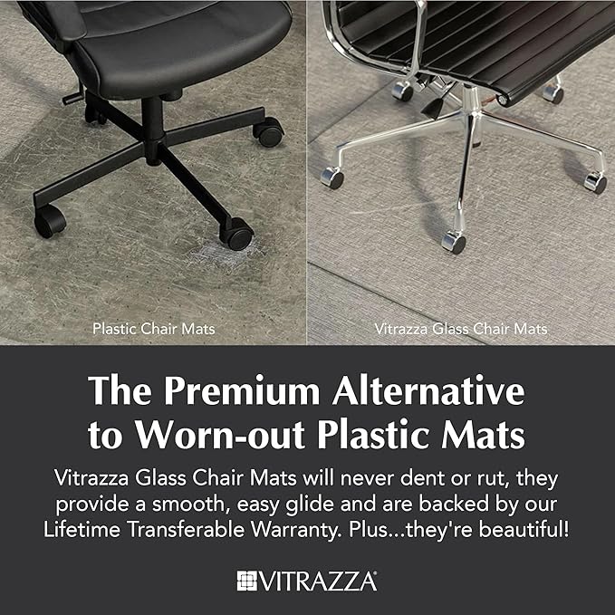 Vitrazza Glass Chair Mat 42” x 48” Superior ¼ Thick, Chiaro Standard Clear - Image 2