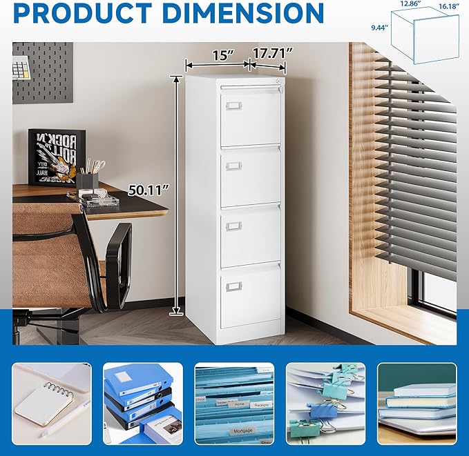 BYNSOE 4 Drawer File Cabinet - Image 5