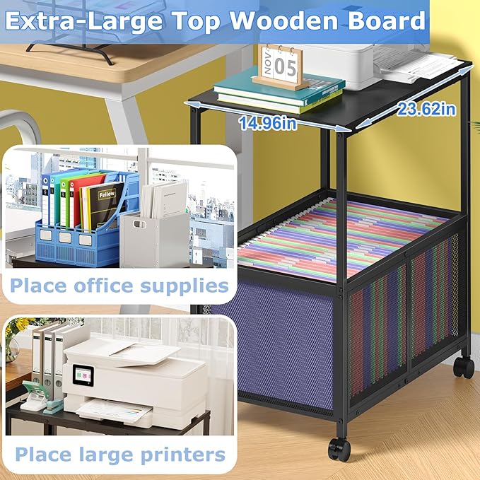 Sbanmao Rolling File Cart, Mobile Hanging File Cabinet - Image 2