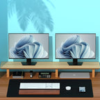 Aothia Large Dual Monitor Stand Riser, Solid Wood Desk Shelf - Image 7