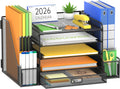 supeasy mesh desk organizer with file holder, 5-tier, main product view