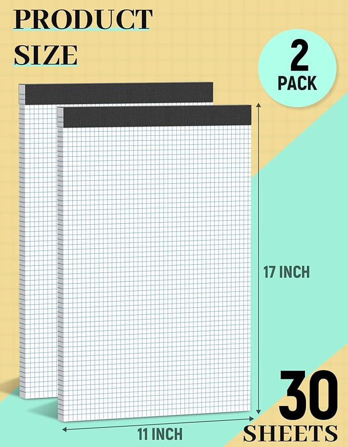 2 Pack Graph Paper Pad 11x17 for Blueprint Drawings, Engineering Drawing - Image 2