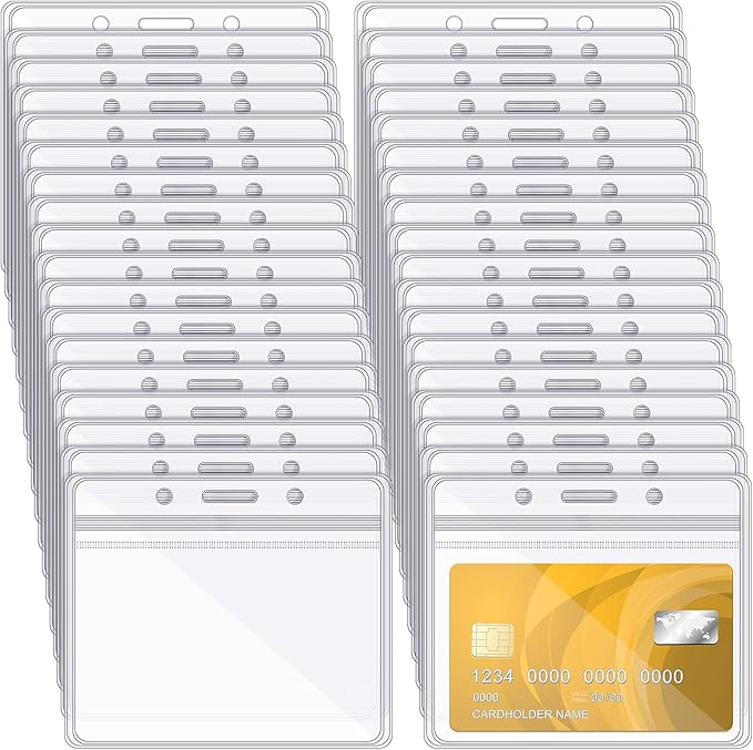 Zonon 150 Pcs Horizontal Clear ID Badge Holders Plastic Card Name Tag Holders by Zonon