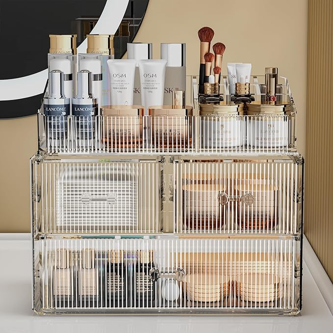 ZHIAI Stackable Cosmetic Organizer, Acrylic Cosmetic Organizer - Image 3