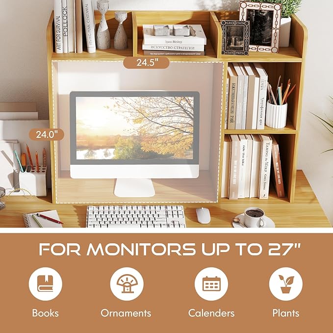Tangkula Desktop Bookshelf, Countertop Storage Hutch - Image 6