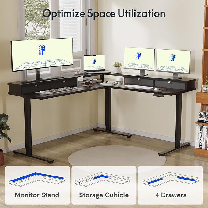 FLEXISPOT 71" Large L Shaped Standing Desk Electric Corner Table - Image 6