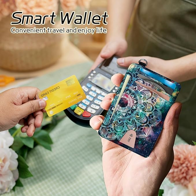 BWEGRHE Small Travel Wallets, Art Mandalas Slim Minimalist Front Pocket Wallet - Image 4