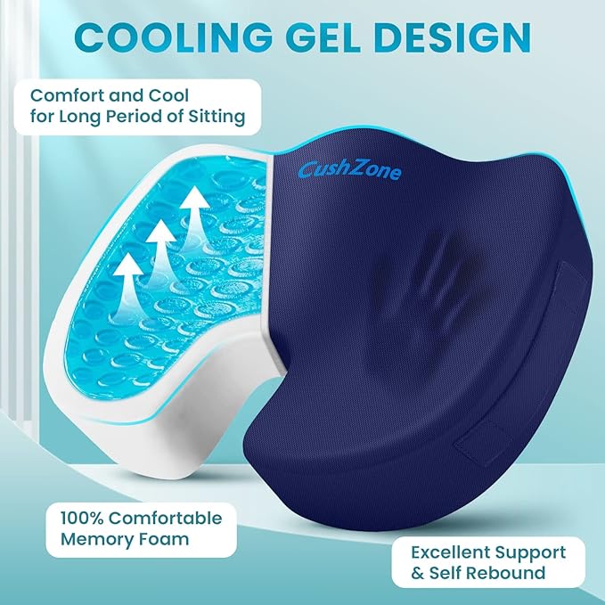 Office Chair Seat Cushion, Cooling Gel Enhanced Memory Foam Cushion - Image 2