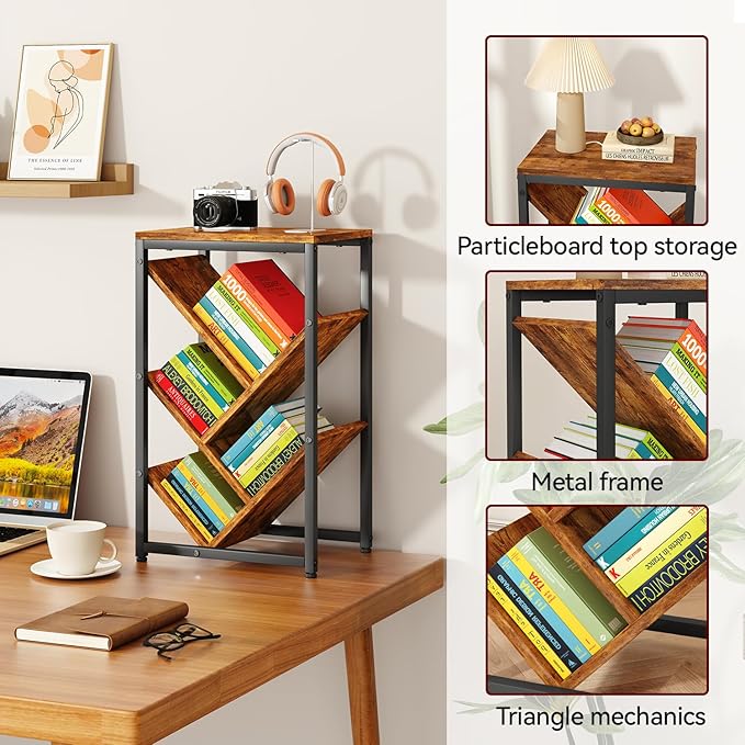 IBUYKE 5 Tier Tree Bookshelf, Small Desktop Bookshelf - Image 8