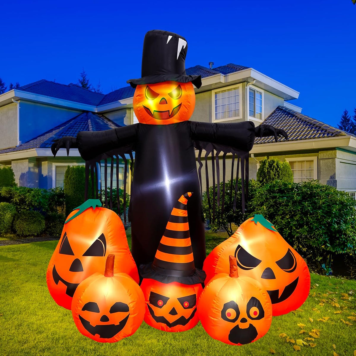 Max Fun 7FT Halloween Inflatables Pumpkin Decorations with LED Build-in Hallo...