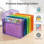 7 Pack Plastic Expanding File Folders Fit Letter/A4 Size | Transparent Envelopes With Snap Closure For School/Office/Home,No Dviders,Waterproof,Pocket File Folders,Colorful
