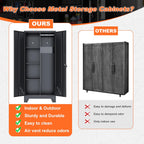 storage cabinet 61" h, metal outdoor sheds with, side view