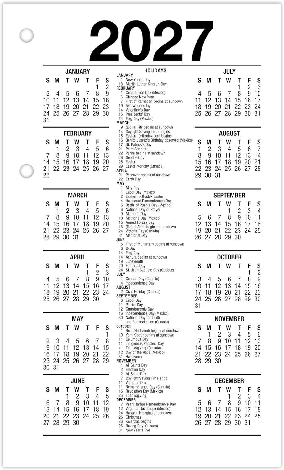 AT-A-GLANCE 2027 Desk Calendar Refill for E1700 Base, Daily Desk Pad Refill, 3.5" x 6", Standard, Loose-Leaf (E7175027)