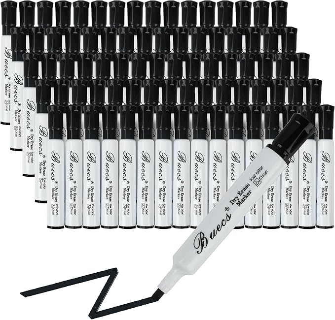 Buecs Black Dry Erase Markers, Chisel tip, Dry-Erase Boards, School Office by Buecs