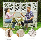 Room Divider Wood Carved Wall Divider Indoor Folding Portable Partition Screen - Image 3