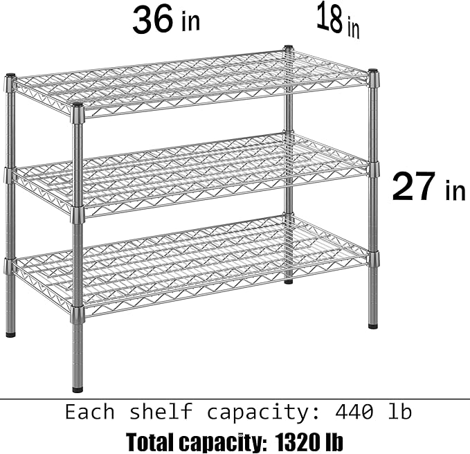 Regal Altair 18" Deep x 36" Wide x 27" Height Wire Shelving Kit | 3-Tier | NSF - Image 3
