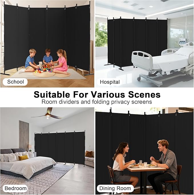 Kecreque 6 Panel Room Divider, 6ft Folding Screen Portable Wall Partition Room - Image 6
