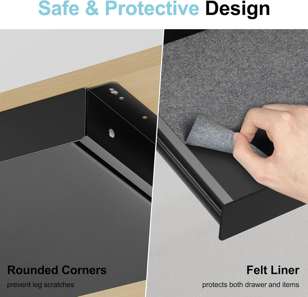 Under Desk Drawer,20.1 inch Carbon Steel Slide-Out Under Table Storage Organi...