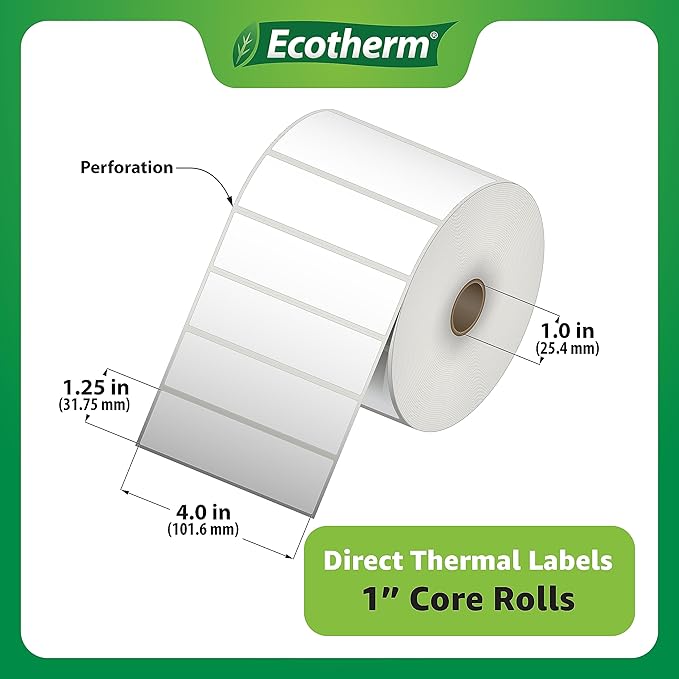 4" x 1.25" Thermal Labels | 6 Rolls | 12600 Labels | fits Zebra, Offnova - Image 3