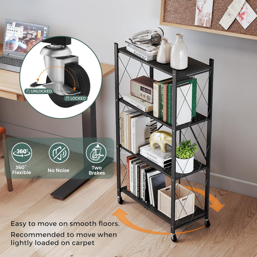 deanic 4 tier foldable storage shelves with wheels, view 9