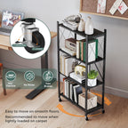 deanic 4 tier foldable storage shelves with wheels, front angle view
