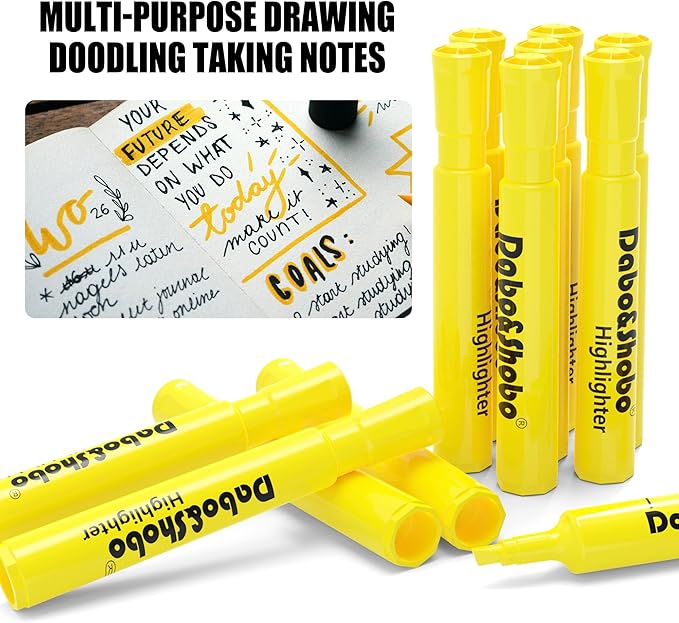 Dabo&Shobo Highlighters 108 Pack, Tank Style Yellow Highlighters, Chisel Tip - Image 5