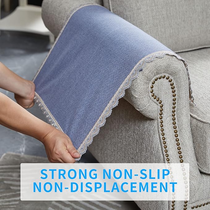 MINJIATEX Couch arm Covers, Non-Slip lace Sofa arm Covers Set of 2 Washable - Image 4
