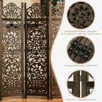 5.75Ft Room Divider Wood Screen, 33Lbs Durable MDF Carved Rustic Style Headboard - Image 3