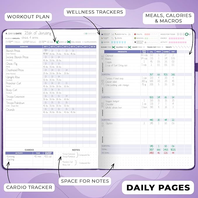 Clever Fox Fitness & Food Journal PRO – Daily Workout & Meal Planner - Image 3