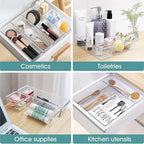 WOWBOX 25 PCS Clear Plastic Drawer Organizer Set, 4 Sizes Desk Drawer Divider - Image 5