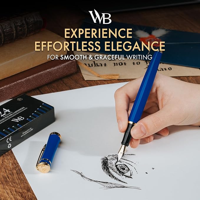Wordsworth & Black Fountain Pen Set, 18K Gilded Extra Fine Nib, Includes 24 - Image 2