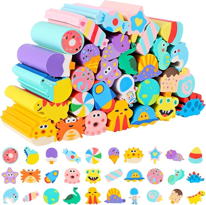 24 Pcs Cute Retractable Eraser for Pencils Cute School Supplies Kawaii Erasers by LiYiQ