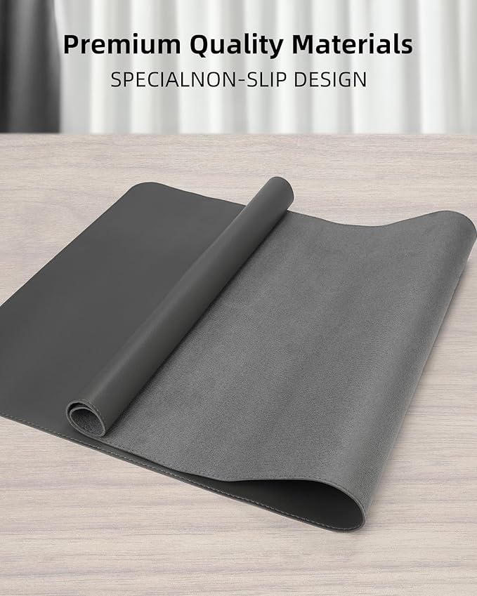 Leather Desk Pad Protector, Mouse Pad, Office Desk Mat, Non-Slip PU Leather - Image 2