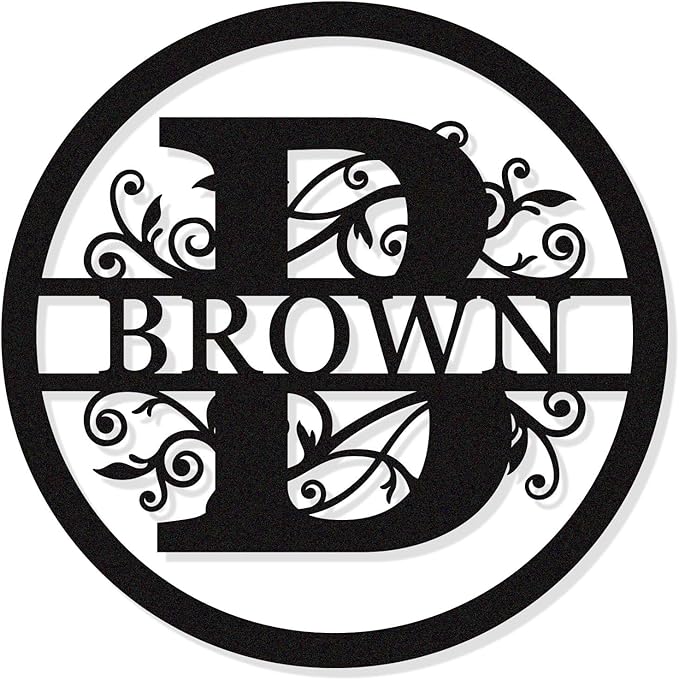 Personalized Round Metal Monogram Sign, Custom Family Last Name Decor, Initial by HYTSIGN
