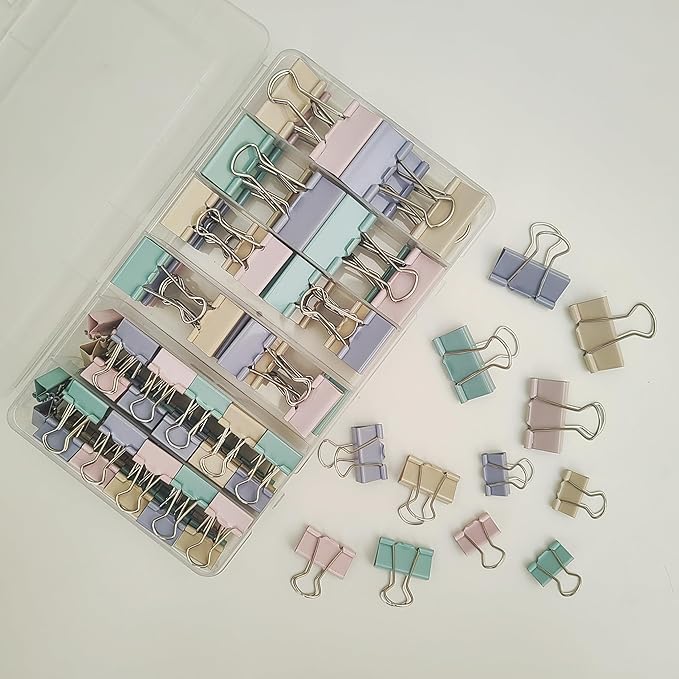 76 Pcs Colored Binder Clips Paper Clamps Assorted Sizes Small Medium Large - Image 3