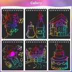 POKONBOY 24 Pack Rainbow Scratch Paper Arts Notebooks, Scratch Note Pads - Image 3