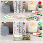 Glass Sticky Note Holder,2 Slots Gold Post It Note Dispenser for Desk,3 x 3 Inch Post It Note Holder, Stylish Sticky Note Dispenser for Home Office Desk Table Drawer
