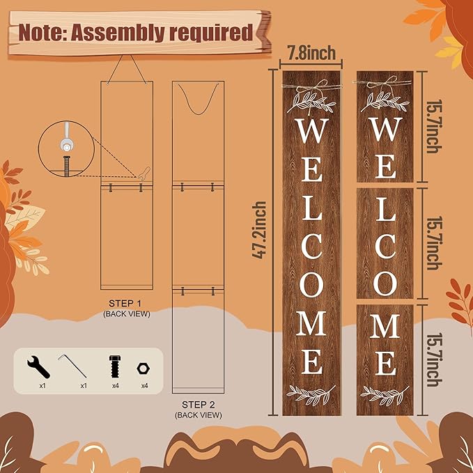 Welcome Porch Sign Decor Wooden Hanging Sign Door Porch Standing Decorative - Image 2