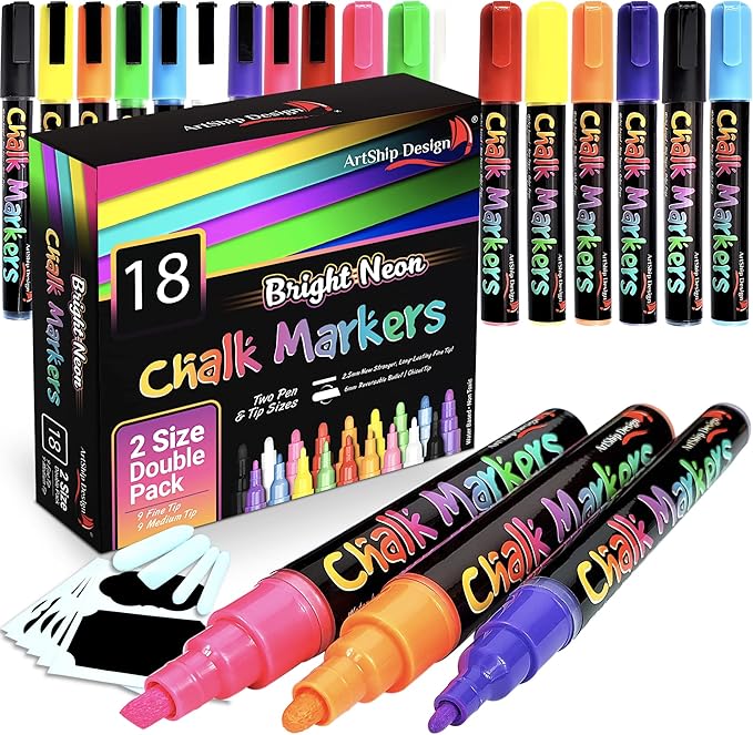 18 Neon Chalk Markers by ArtShipDesign