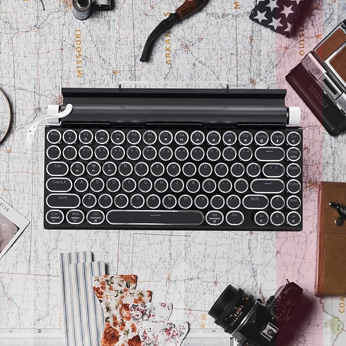 Adventurers Typewriter Style Retro Mechanical Keyboard LED Backlight 83 Keys - Image 5