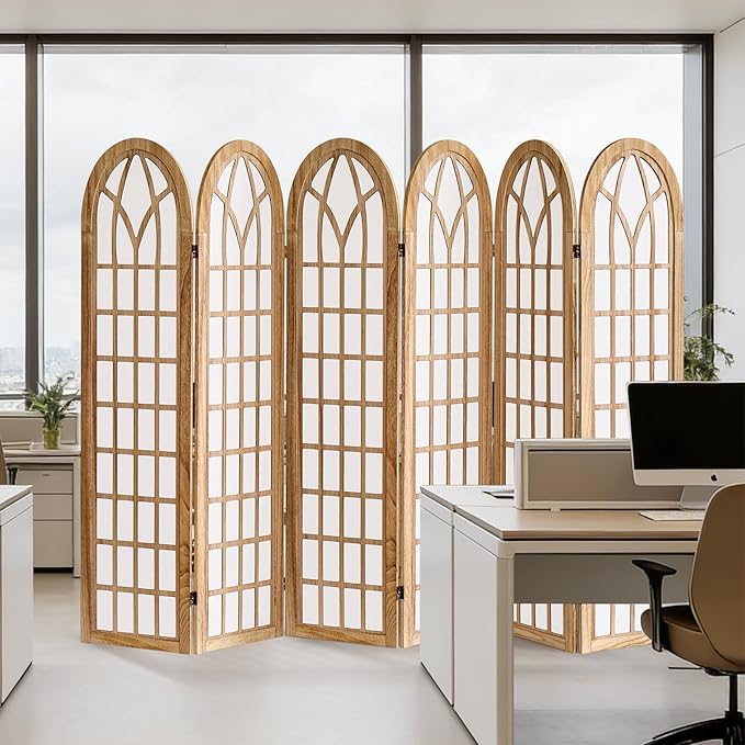 Aletheiawu 6 Panel Room Divider Wall Shoji Screen, Japanese Wood Room Divider - Image 8