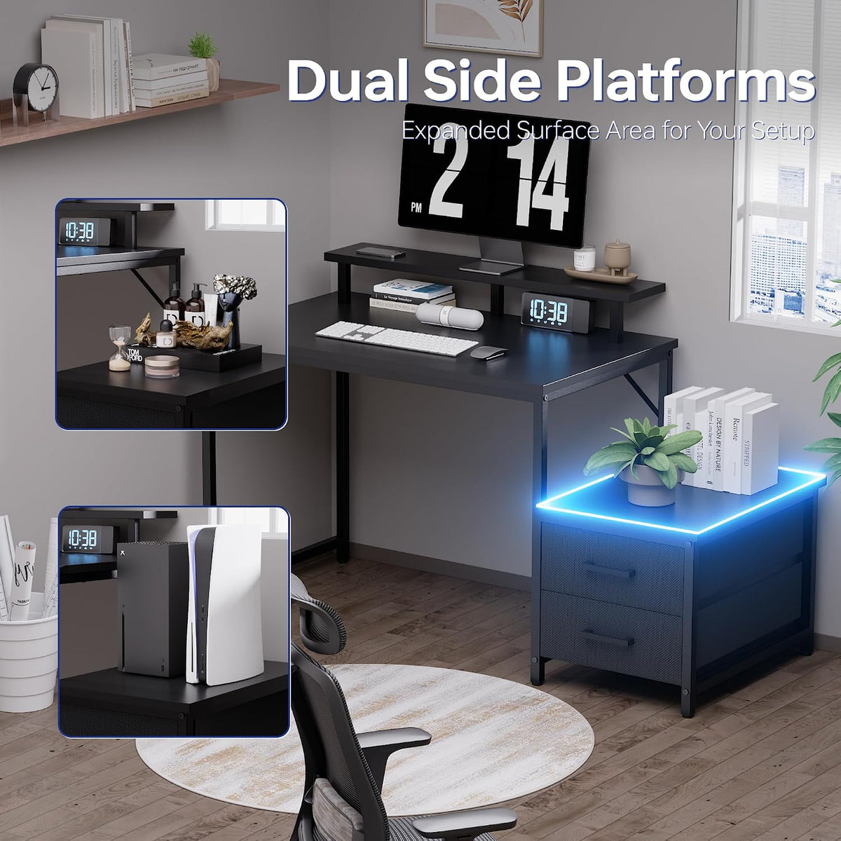 Pamray 50 Inch Small Computer Desk with Drawers and Storage