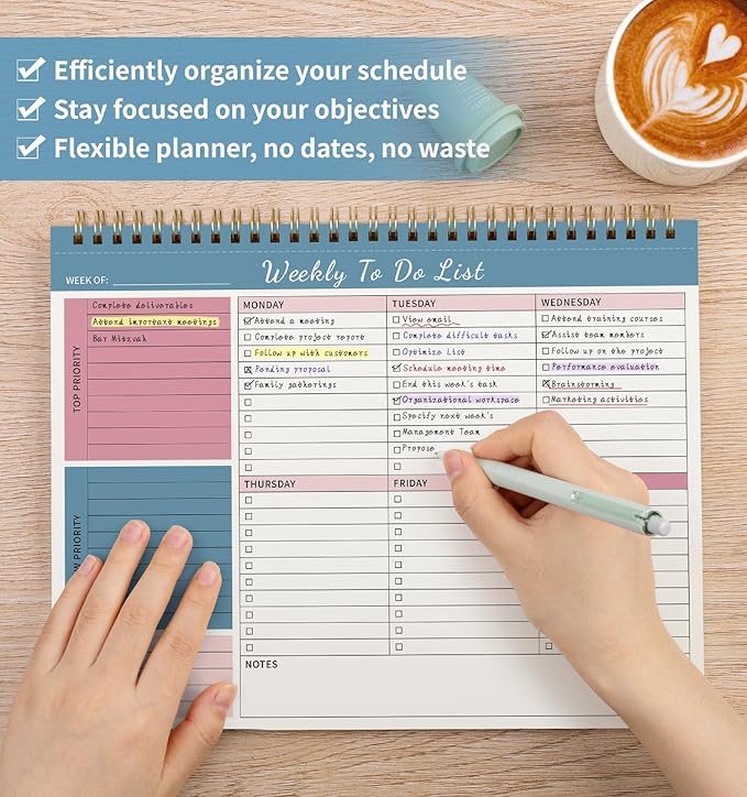 104 Pgs Weekly To Do List Notepad, 52 Duplex-Printed Undated Sheets 100 - Image 5