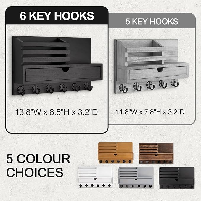 Lucundm Key Holder Wall Mount, Mail Holder - Image 5