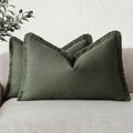 Foindtower Set of 2 Decorative Linen Fringe Lumbar Throw Pillow Covers Boho by Foindtower