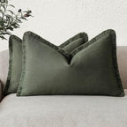 Foindtower Set of 2 Decorative Linen Fringe Lumbar Throw Pillow Covers Boho by Foindtower